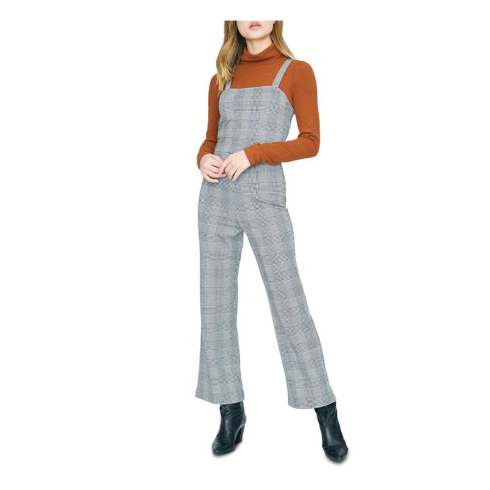 SANCTUARY Womens Black Check Sleeveless Square Neck Flare Jumpsuit Size: XL